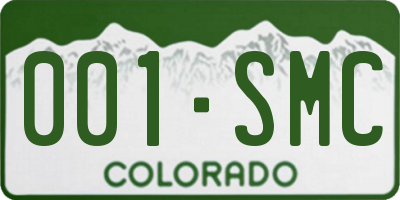 CO license plate 001SMC