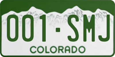 CO license plate 001SMJ