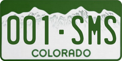 CO license plate 001SMS