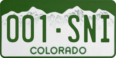 CO license plate 001SNI
