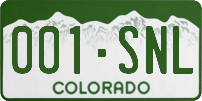 CO license plate 001SNL