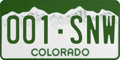 CO license plate 001SNW