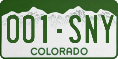 CO license plate 001SNY