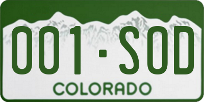 CO license plate 001SOD