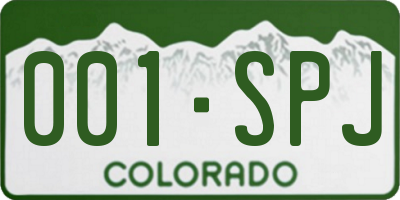 CO license plate 001SPJ