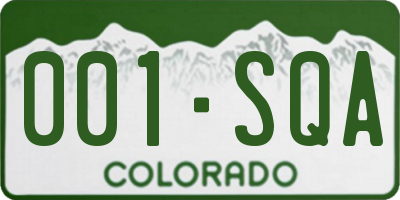 CO license plate 001SQA