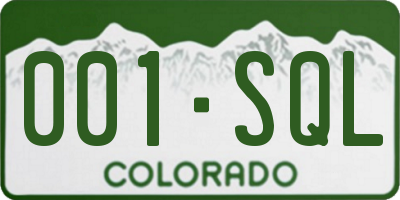 CO license plate 001SQL