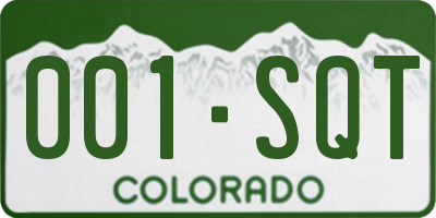 CO license plate 001SQT