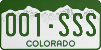 CO license plate 001SSS