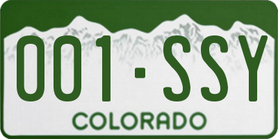 CO license plate 001SSY