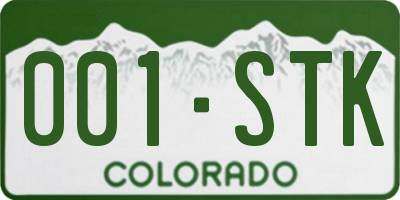 CO license plate 001STK