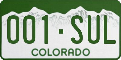 CO license plate 001SUL