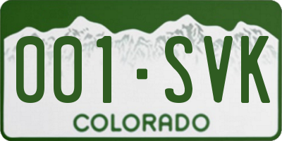 CO license plate 001SVK