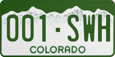 CO license plate 001SWH
