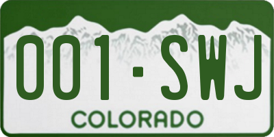 CO license plate 001SWJ