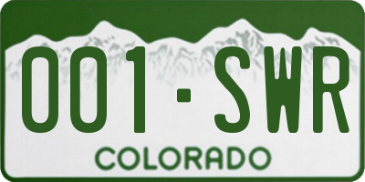 CO license plate 001SWR