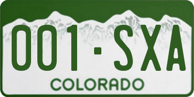 CO license plate 001SXA