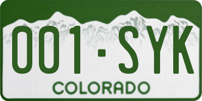 CO license plate 001SYK