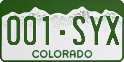 CO license plate 001SYX
