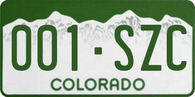 CO license plate 001SZC