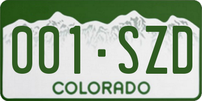 CO license plate 001SZD