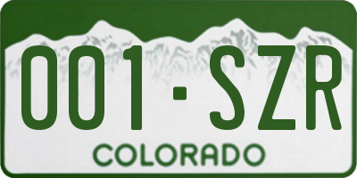 CO license plate 001SZR