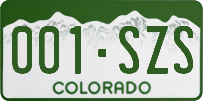 CO license plate 001SZS