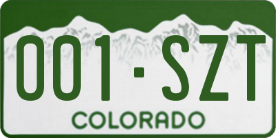 CO license plate 001SZT