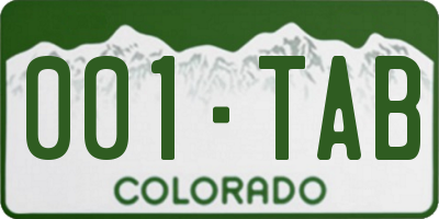 CO license plate 001TAB