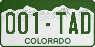 CO license plate 001TAD
