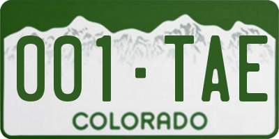 CO license plate 001TAE