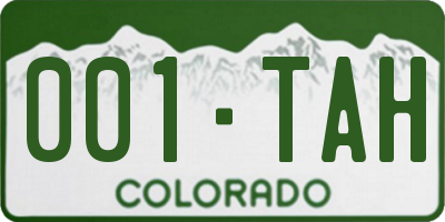 CO license plate 001TAH