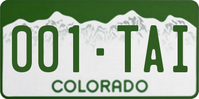 CO license plate 001TAI