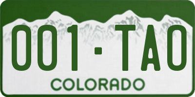 CO license plate 001TAO