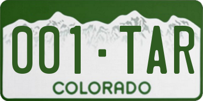 CO license plate 001TAR