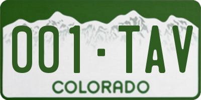 CO license plate 001TAV