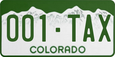 CO license plate 001TAX