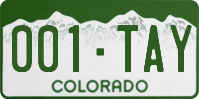 CO license plate 001TAY