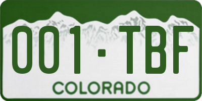 CO license plate 001TBF