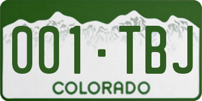 CO license plate 001TBJ