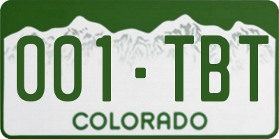 CO license plate 001TBT