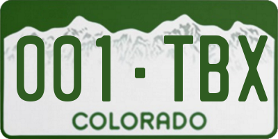 CO license plate 001TBX