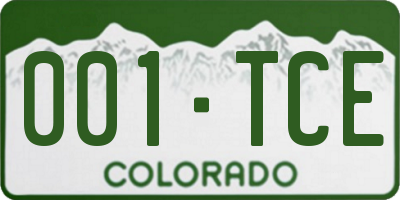 CO license plate 001TCE