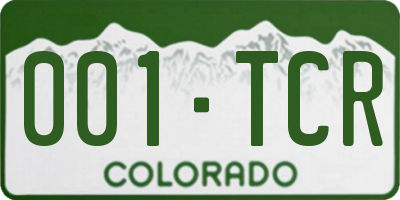 CO license plate 001TCR