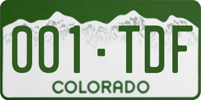 CO license plate 001TDF