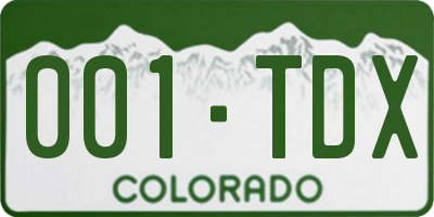 CO license plate 001TDX