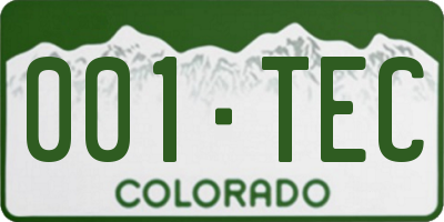 CO license plate 001TEC