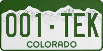 CO license plate 001TEK