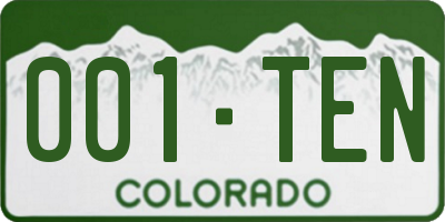 CO license plate 001TEN