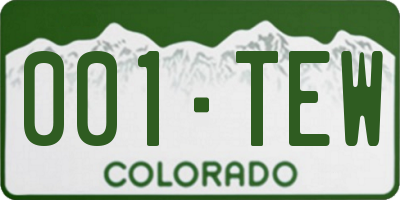 CO license plate 001TEW